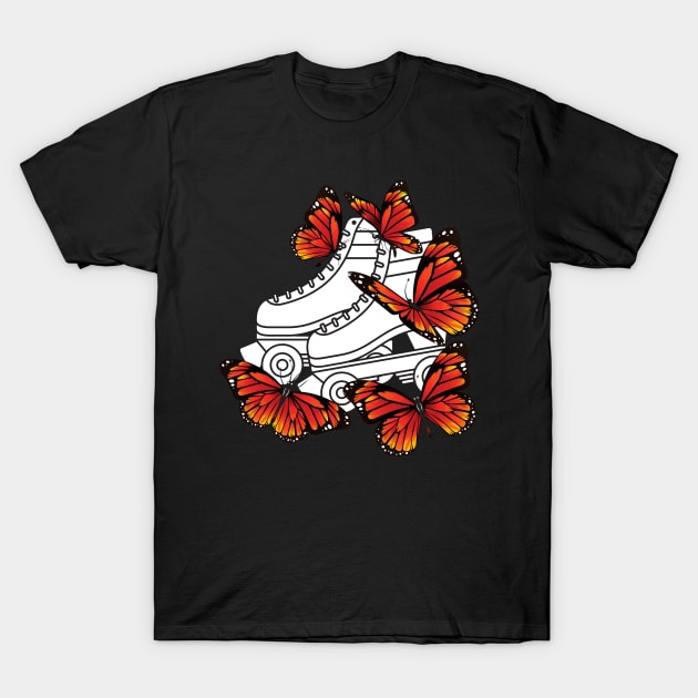 Orange Butterfly Roller Skates T-Shirt by Skate Galaxy